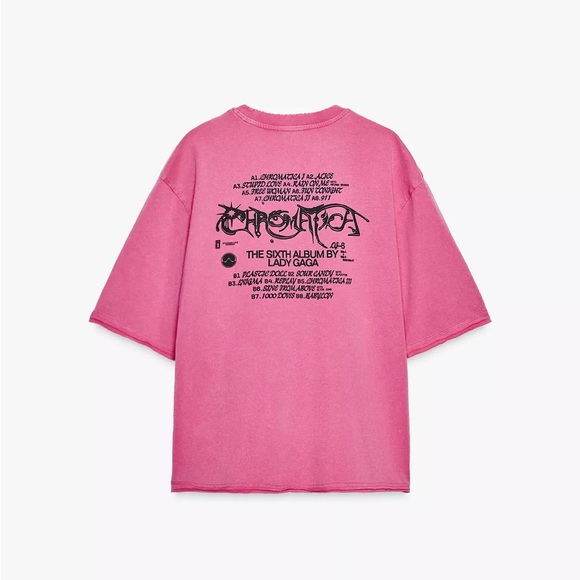 ZARA Lady Gaga Washed Effect T-Shirt - Picture 2 of 9